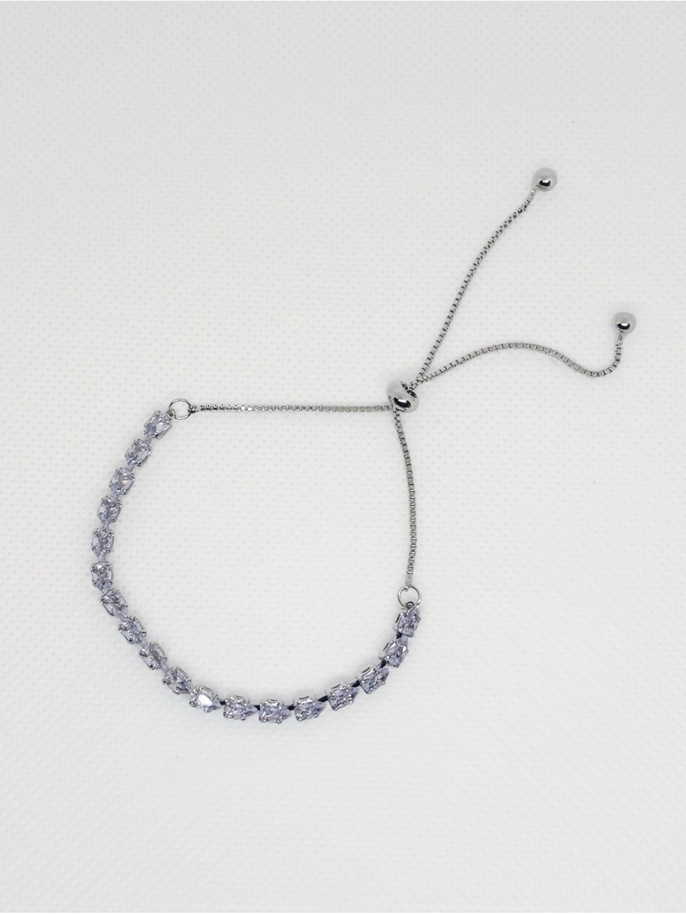 18k White Gold Plated Adjustable Pear-Cut Zircon Diamond Bracelet!